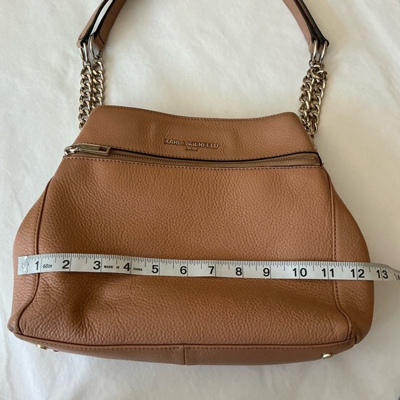 Karl Lagerfeld Pebble Leather Shoulder Bag Silver Strap - Picture 9 of 15